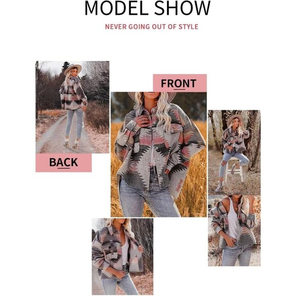 Women Pink Collared V Neck Button Down Oversized Long Sleeve Shirt Top - Picture 4 of 6